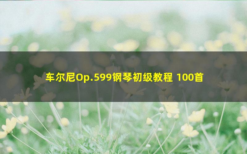 车尔尼Op.599钢琴初级教程 100首经典入门练习曲