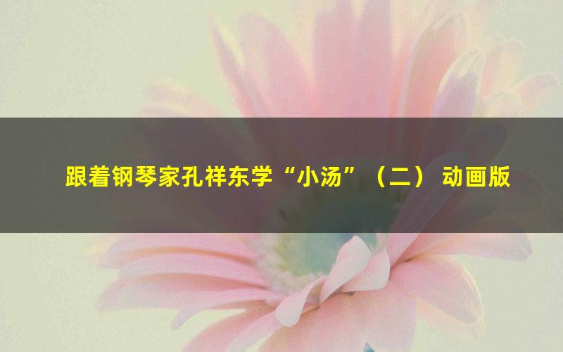 跟着钢琴家孔祥东学“小汤”(二) 动画版(大师课)