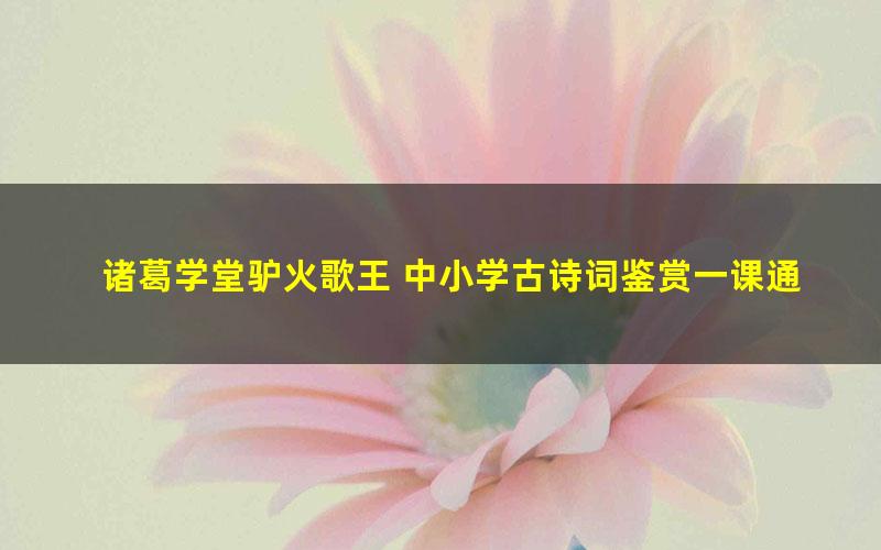 诸葛学堂驴火歌王 中小学古诗词鉴赏一课通(25.9G高清视频)