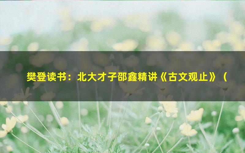 樊登读书:北大才子邵鑫精讲《古文观止》(3.56G标清视频)