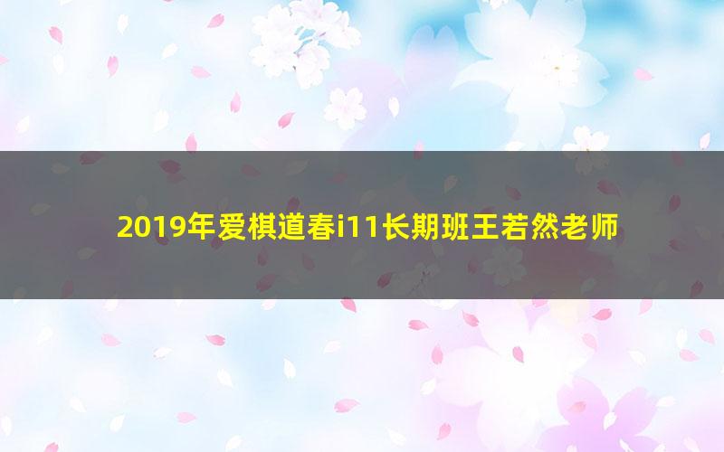 2019年爱棋道春i11长期班王若然老师(围棋32课时+4课复习课)(超清视频)