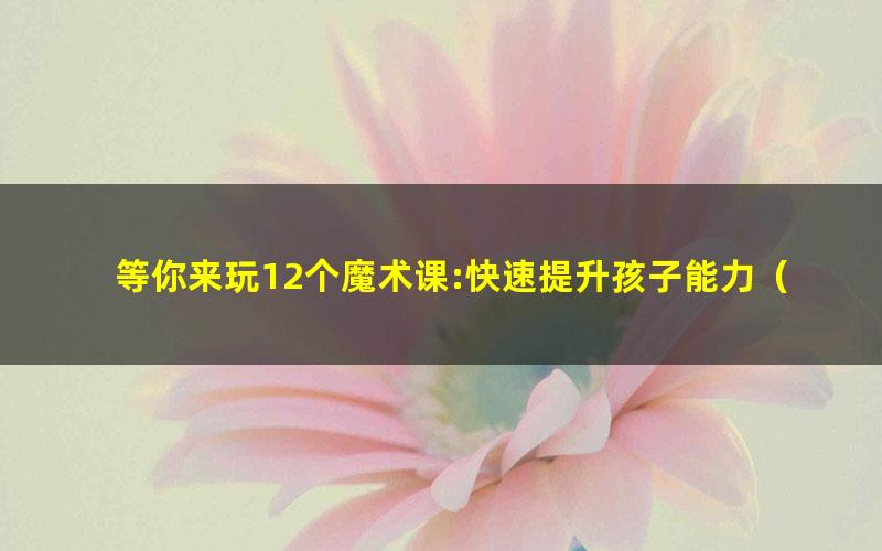 等你来玩12个魔术课:快速提升孩子能力(高清完结打包)
