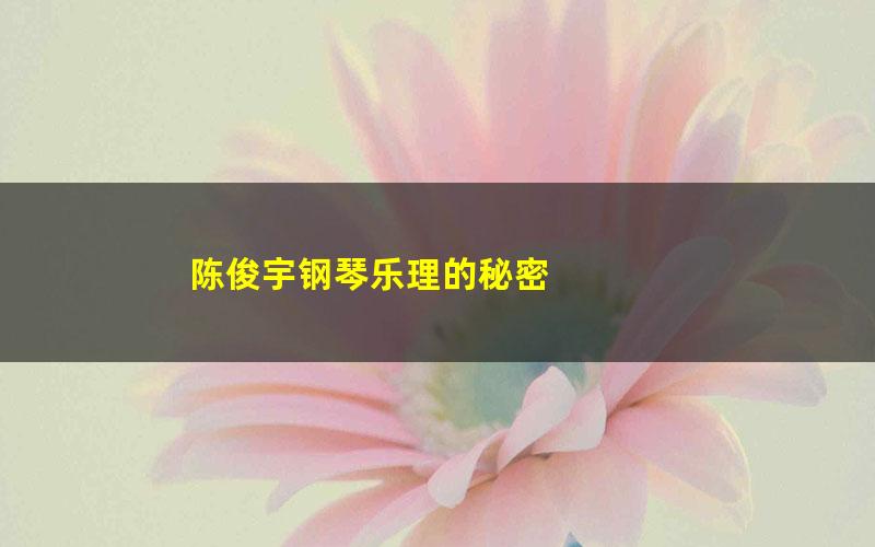 陈俊宇钢琴乐理的秘密