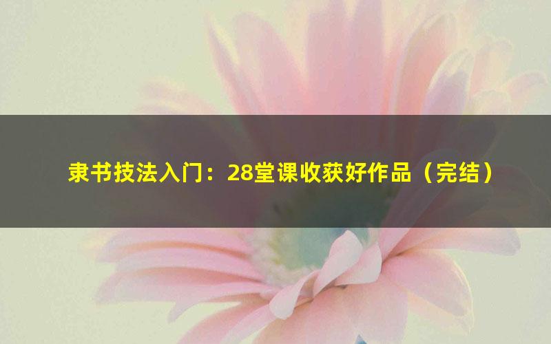 隶书技法入门:28堂课收获好作品(完结)(高清视频)