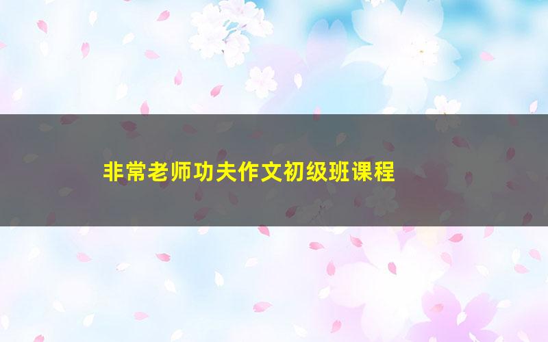 非常老师功夫作文初级班课程