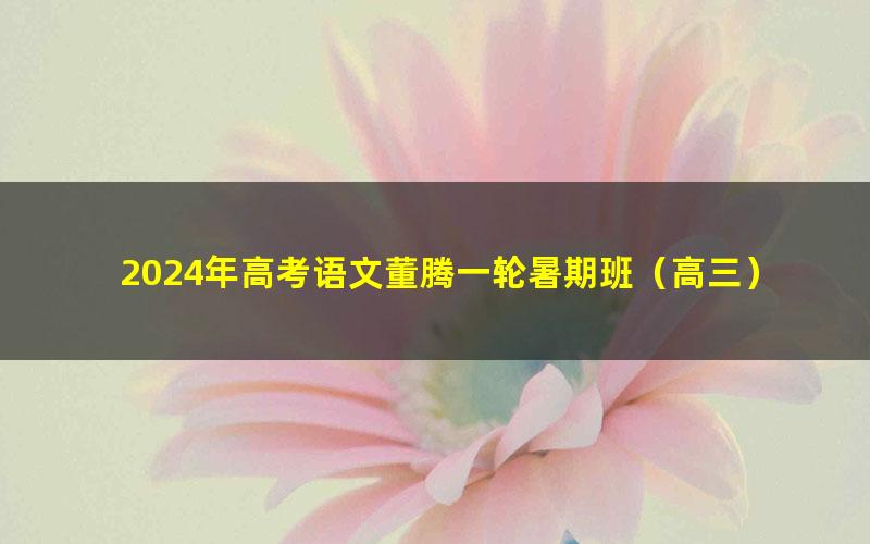 2024年高考语文董腾一轮暑期班(高三)(5.55G高清视频)