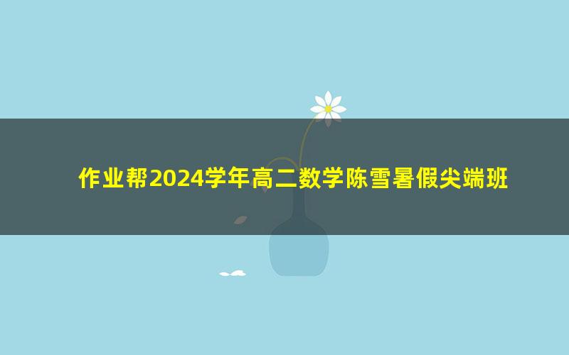 作业帮2024学年高二数学陈雪暑假尖端班(6.59G高清视频)