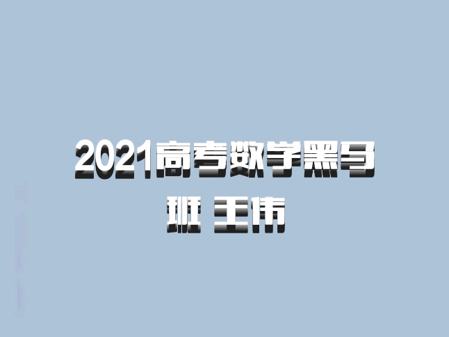 2021高考数学黑马班 王伟