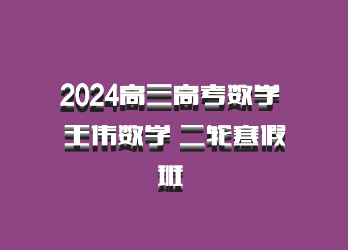 2024高三高考数学 王伟数学 二轮寒假班 百度网盘
