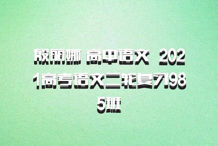 殷丽娜 高中语文 百度网盘 2021高考语文二轮复习985班