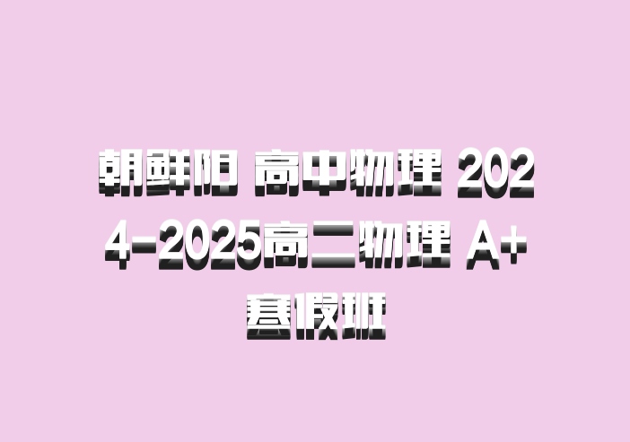 朝鲜阳 高中物理 2024-2025高二物理 A+寒假班
