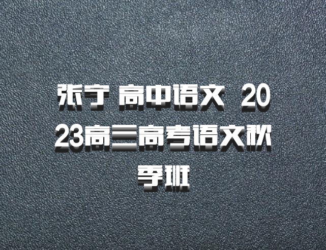 张宁 高中语文 百度网盘 2023高三高考语文秋季班
