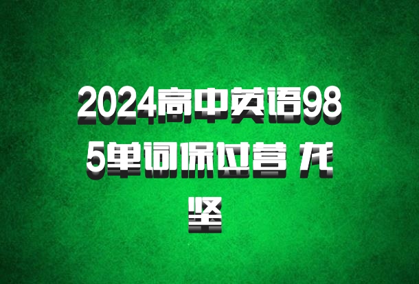 2024高中英语985单词保过营 龙坚 百度网盘