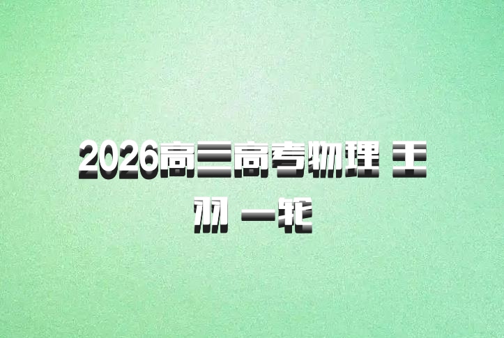 2026高三高考物理 王羽 一轮