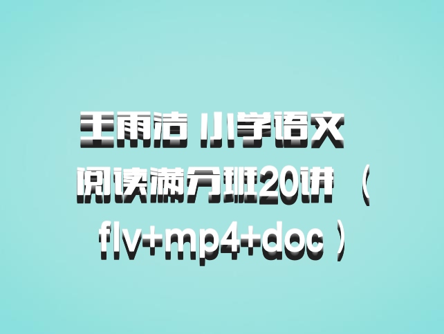 王雨洁 小学语文 百度网盘 阅读满分班20讲 （flv+mp4+doc）