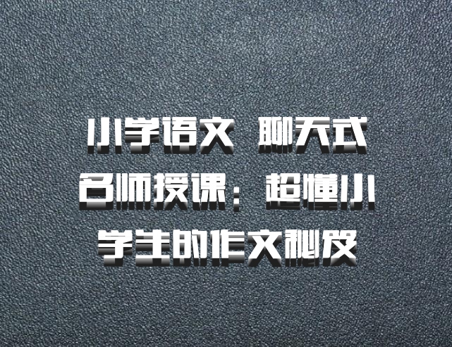 小学语文 百度网盘 聊天式名师授课：超懂小学生的作文秘笈