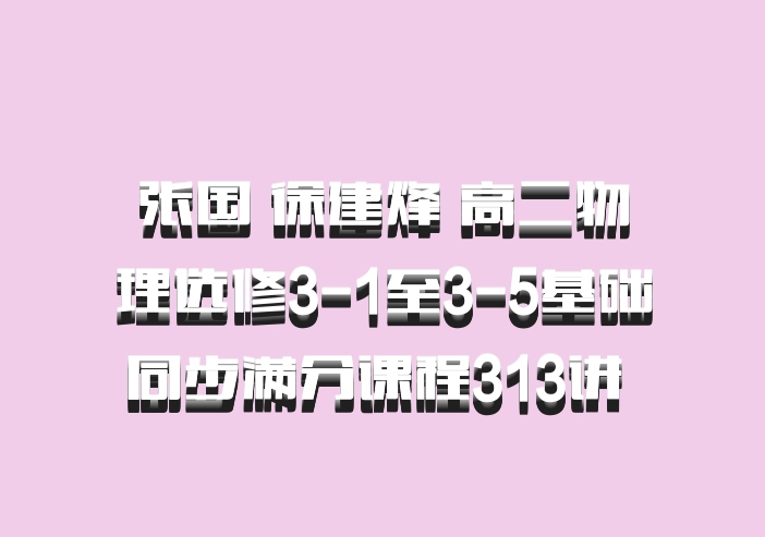 张国 徐建烽 高二物理选修3-1至3-5基础同步满分课程313讲 百度网盘
