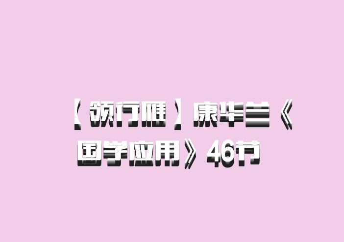 【领行雁】康华兰《国学应用》46节 百度网盘