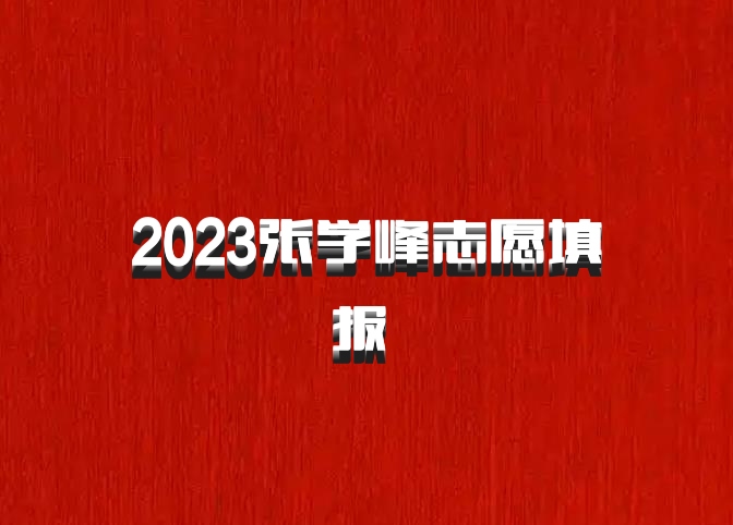 2023张学峰志愿填报 百度网盘