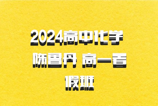 2024高中化学 陈鲁丹 高一暑假班