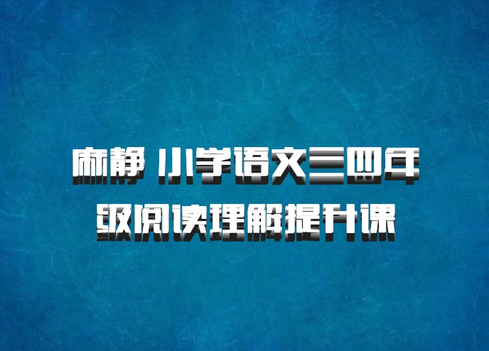 麻静 小学语文三四年级阅读理解提升课