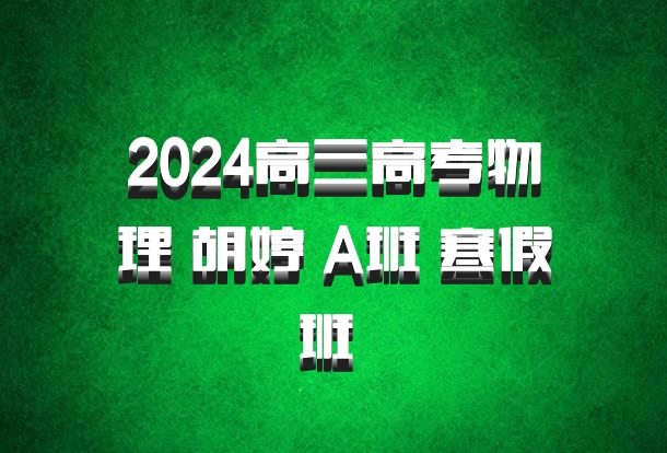 2024高三高考物理 胡婷 A班 寒假班 百度网盘