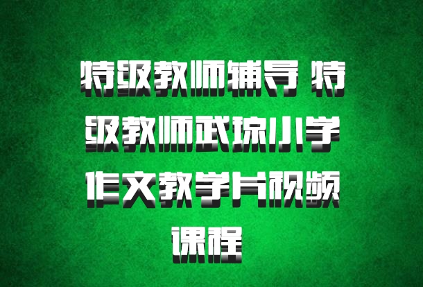 特级教师辅导 特级教师武琼小学作文教学片视频课程 百度网盘