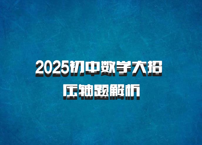 2025初中数学大招 压轴题解析