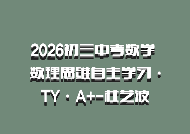 2026初三中考数学 数理思维自主学习·TY·A+-杜艺波